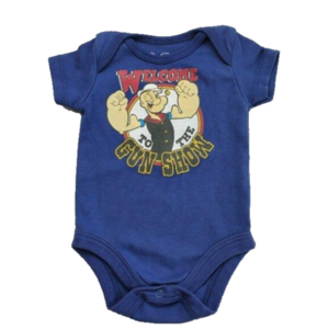 Popeye Welcome to the Gun Show Infant Distressed Print Bodysuit‎ Size Newborn